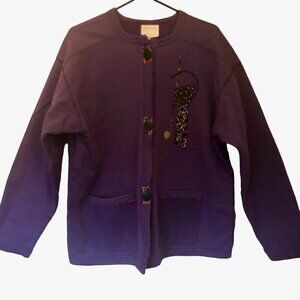 NuViews Creations hand-crafted patchwork purple sweatshirt sz XL